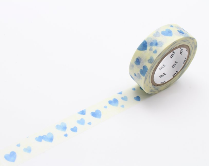 MT Washi Blue Heart Stamp