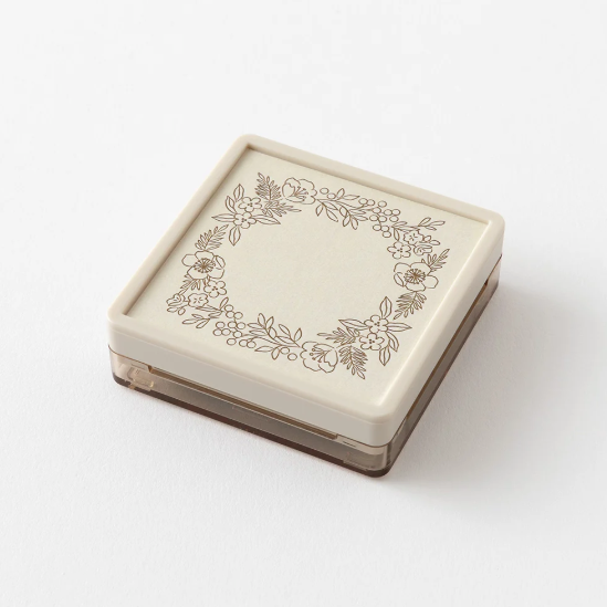 Pre-inked Brown Floral Stamp