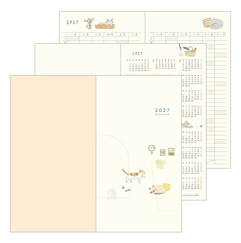 Midori Cat Pocket Slim Diary 2027