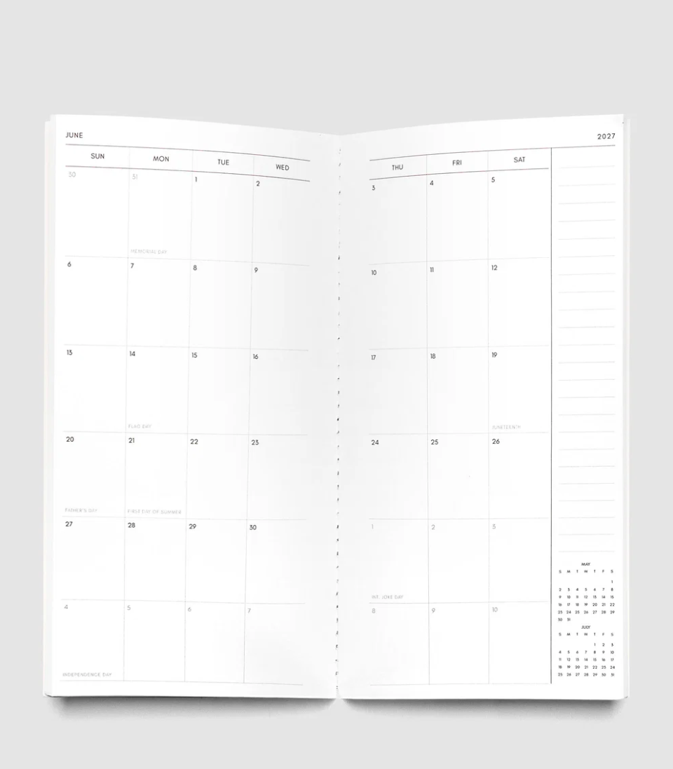 2027 Dated Travel Notebook - Monthly A5 Slim