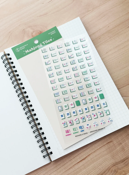 Mahjong Tiles PET Sticker Sheet