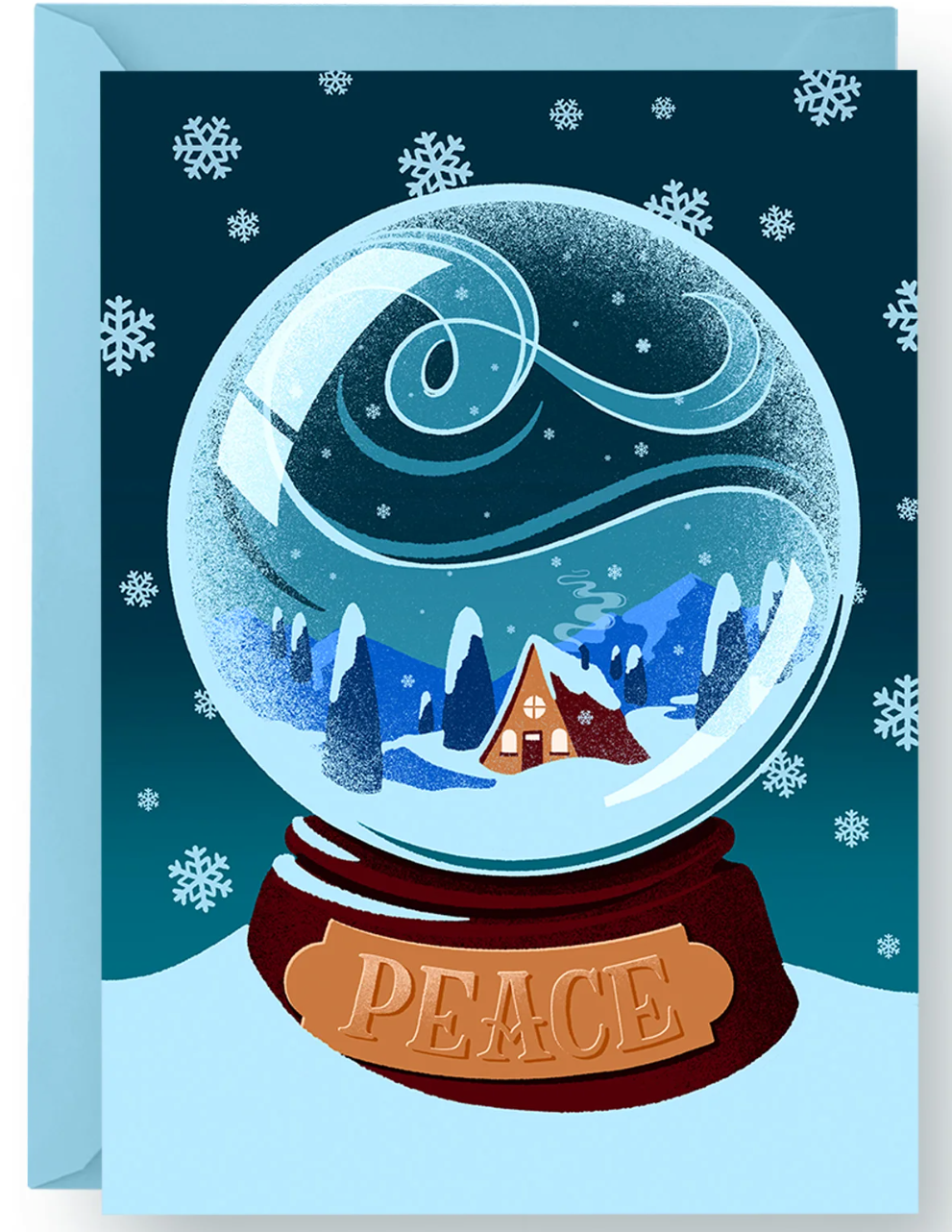 "peace" snow globe card