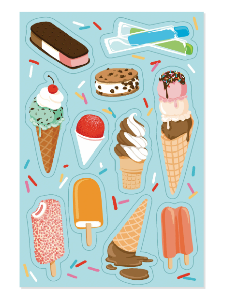 "nostalgic summer treats" sticker sheet