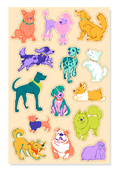 "rainbow pups" sticker sheet