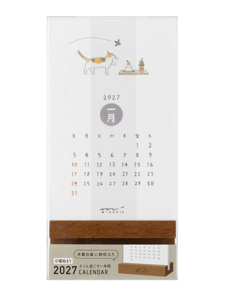 Midori Stand Calendar Cat 2027