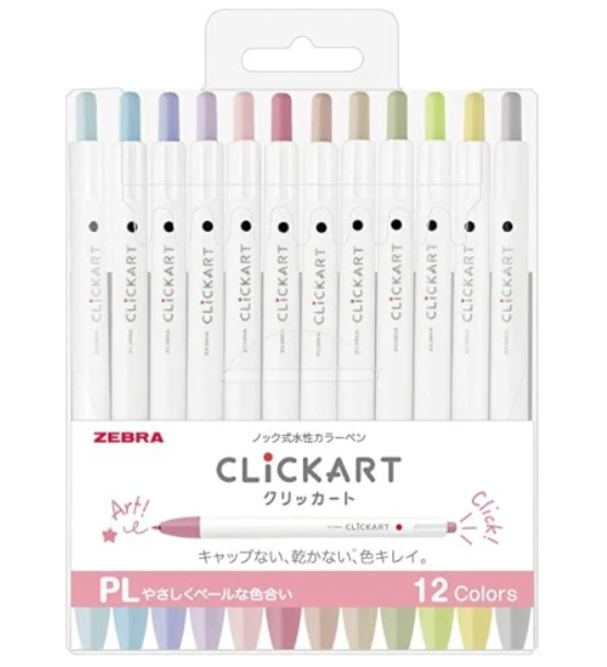 Clickart Knock Sign Pen 0.6 - 12 Color Set
