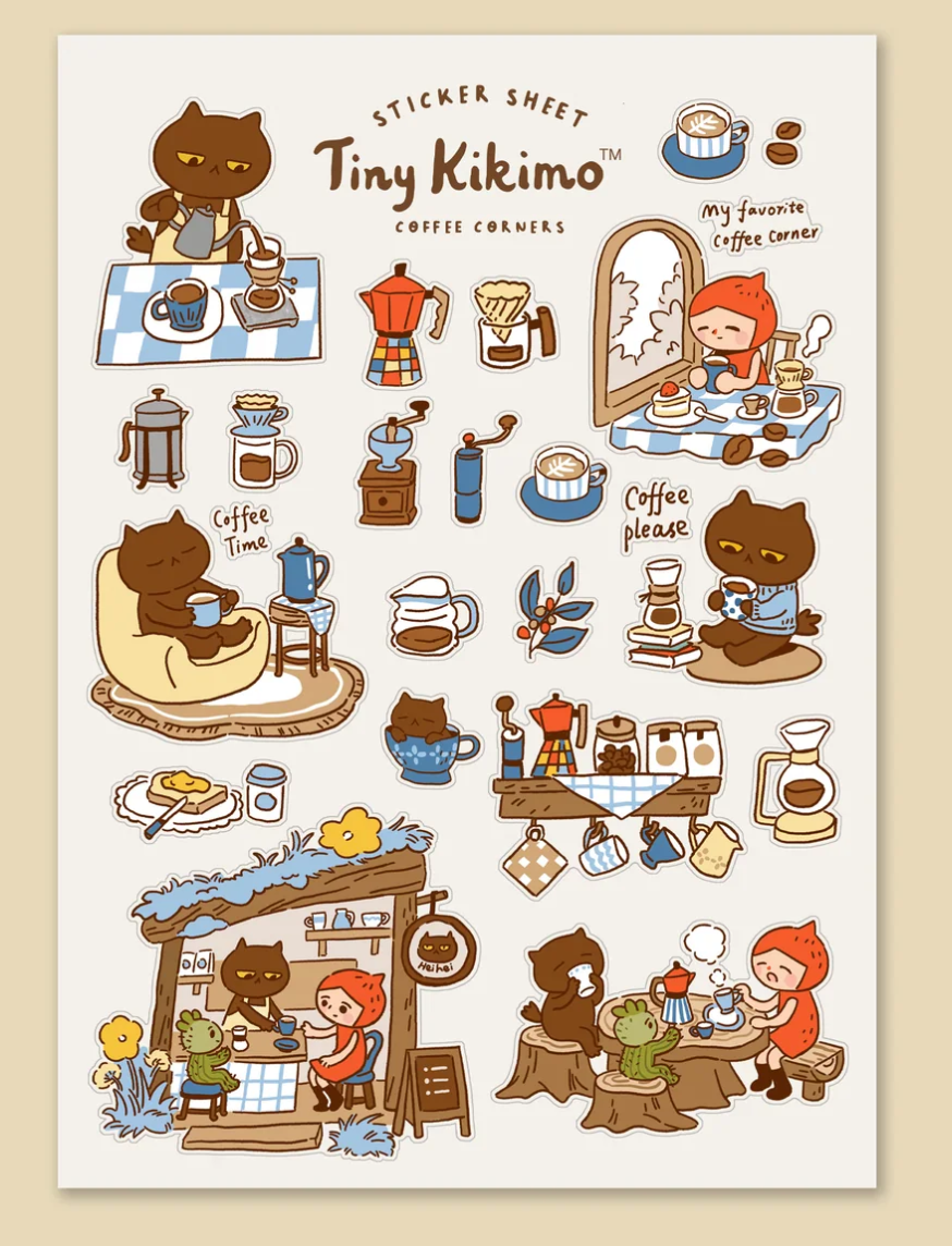 Tiny Kikimo Coffee Corners Sticker Sheet